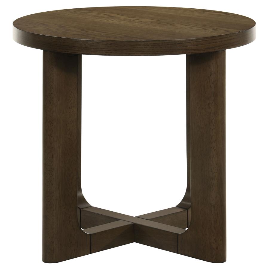 Kessler Round Sculptural Wood Coffee Table Brown