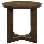 Kessler Round Sculptural Wood Coffee Table Brown