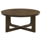 Kessler Round Sculptural Wood Coffee Table Brown