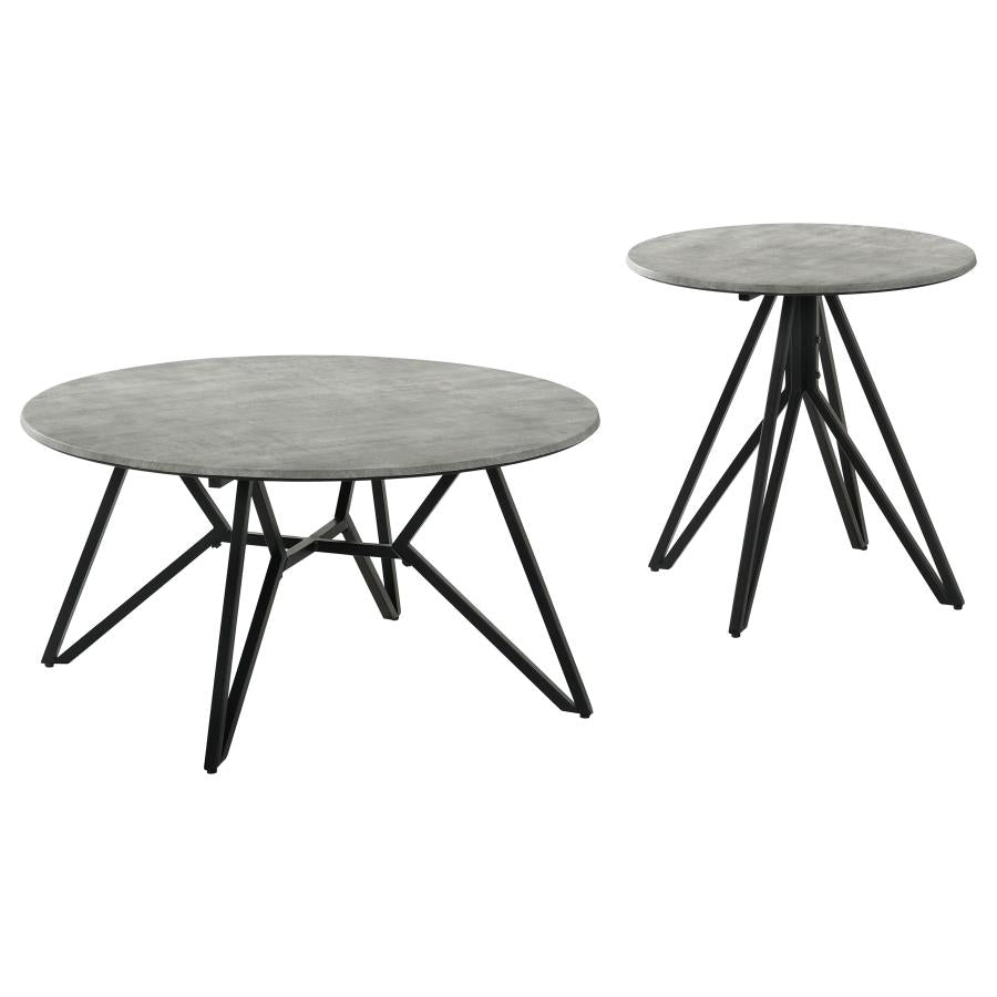 Hadi Round SmartTop Coffee Table Cement and Gunmetal