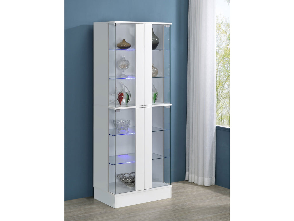 Cabra 4-door LED Curio Display Cabinet White High Gloss