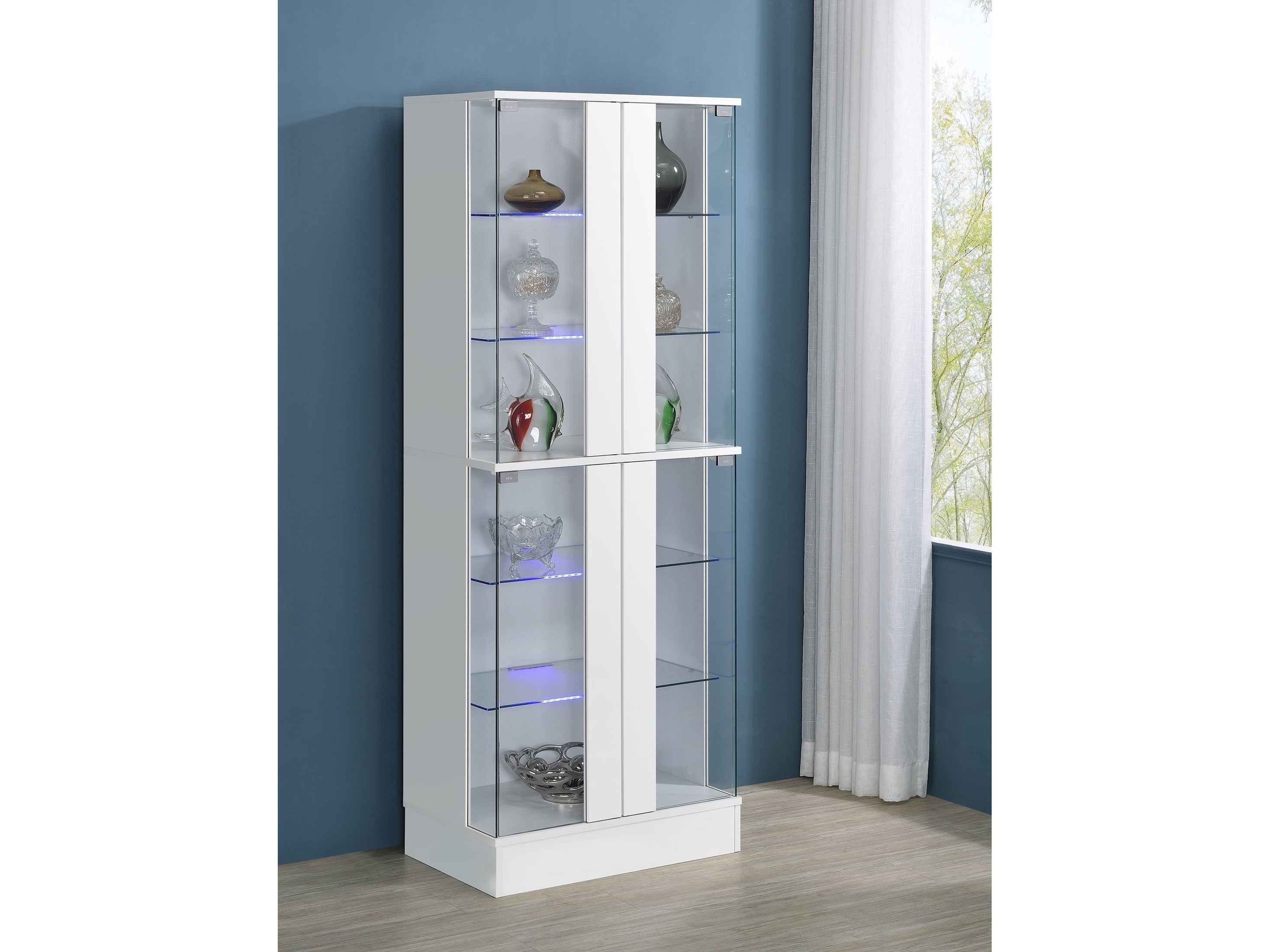 Cabra 4-door LED Curio Display Cabinet White High Gloss