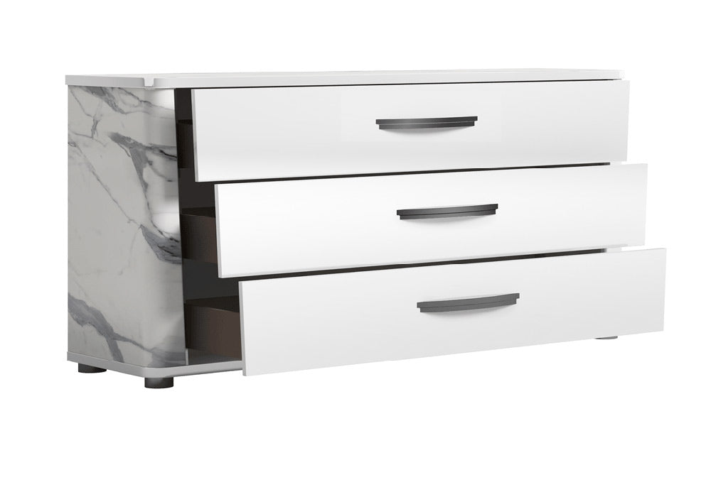 ESF Furniture - Anna 3 Piece King Bedroom Set in White-Grey - ANNASTATUSKS-3SET