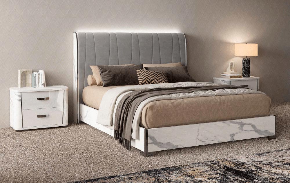 ESF Furniture - Anna King Size Bed in White-Grey - ANNASTATUSKS