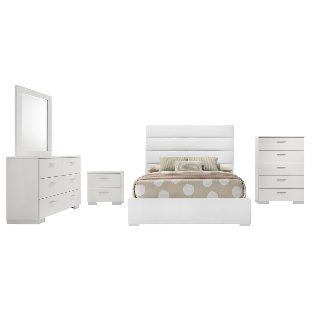 Felicity 4-piece Full Bedroom Set White High Gloss