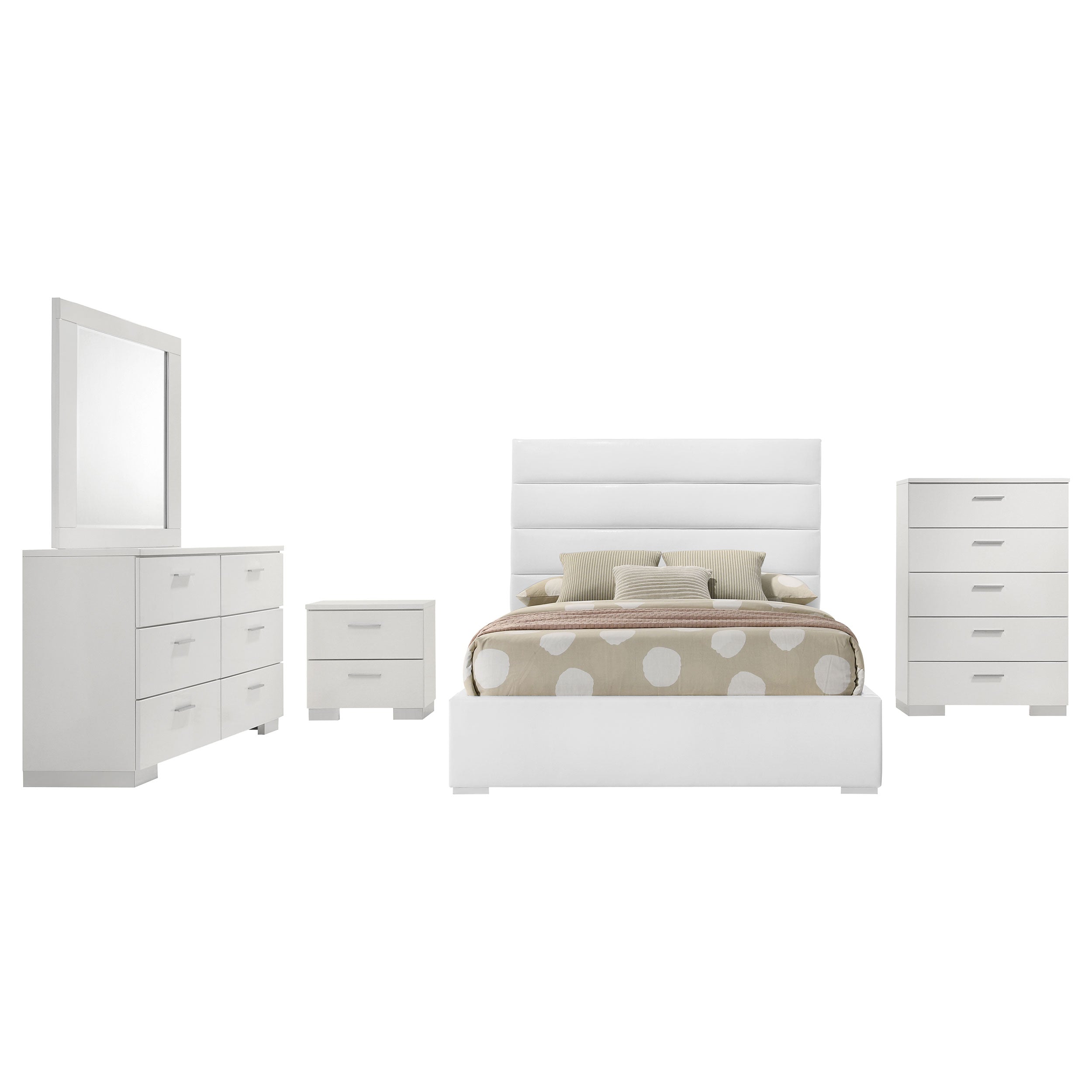 Felicity 4-piece Full Bedroom Set White High Gloss