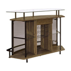Gideon Curved Glass Top Home Bar Wine Cabinet Brown Oak