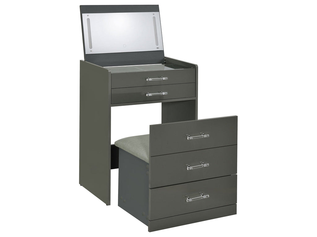 Danbury 3-drawer Makeup Vanity & Stool Set White High Gloss