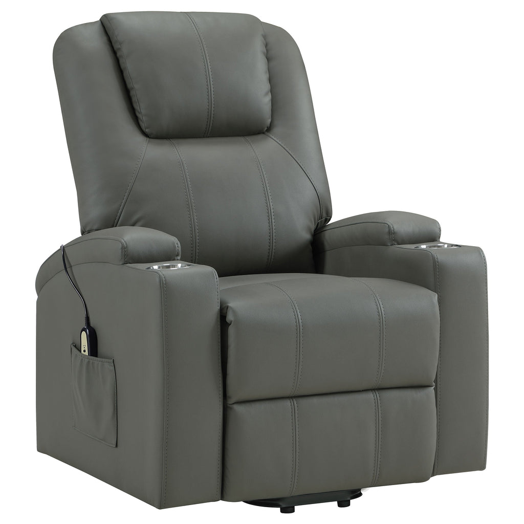 Armstrong Upholstered Power Lift Massage Recliner Espresso