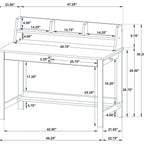 Besler 47-inch SmartTop Writing Desk with Shelf Grey Stone and Black