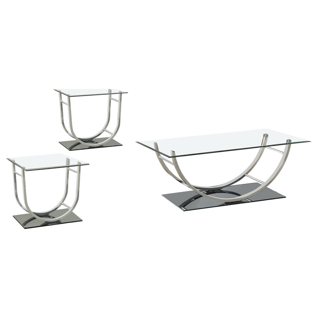 Danville Rectangular U-Shaped Glass Top Coffee Table Chrome