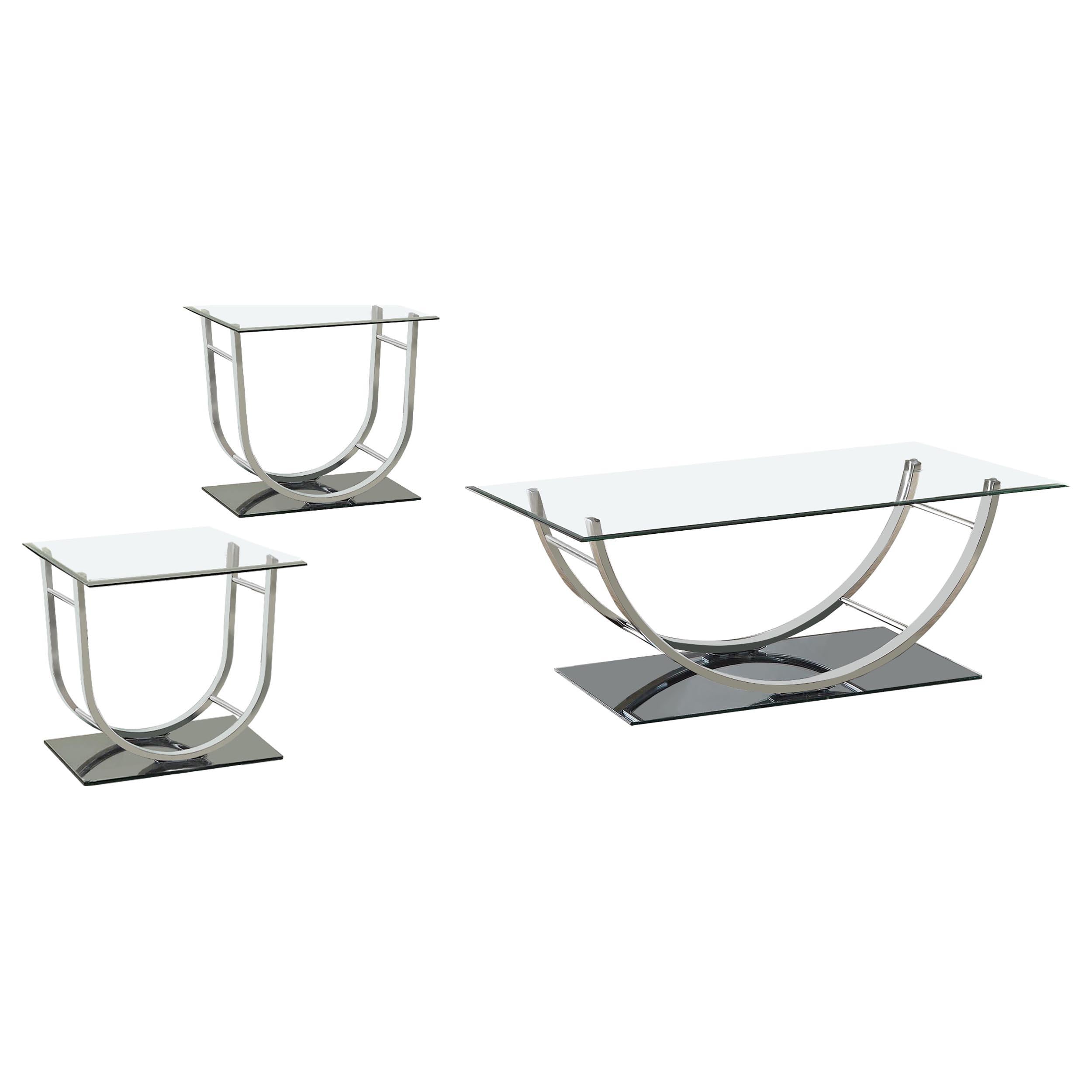 Danville Rectangular U-Shaped Glass Top Coffee Table Chrome