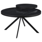 Briggs Round Marble Printed Glass Top Coffee Table White