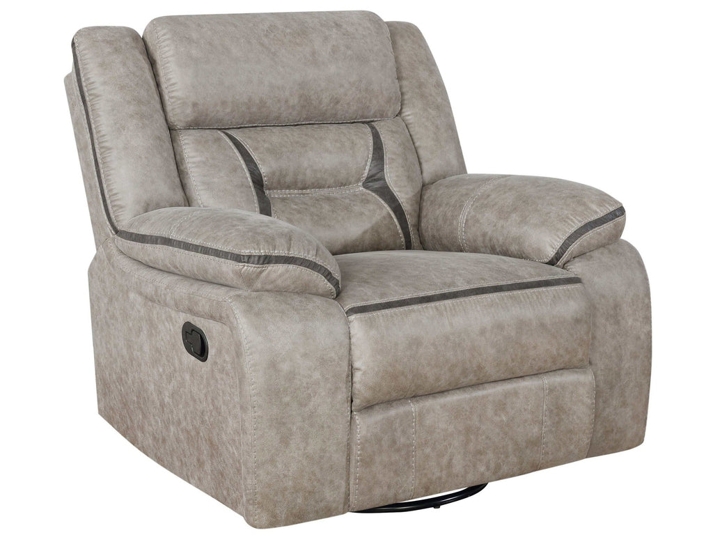 Greer Upholstered Swivel Glider Recliner Chair Taupe