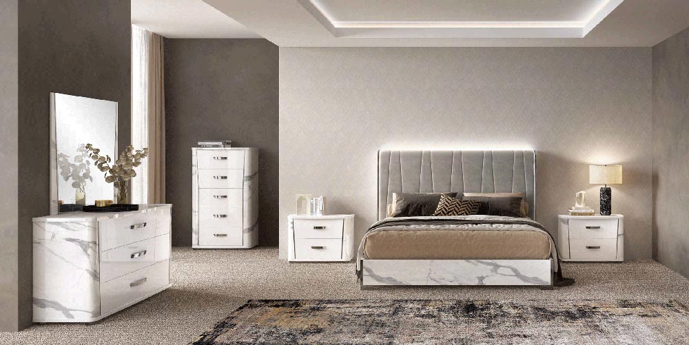ESF Furniture - Anna Dresser with Mirror in White-Grey - ANNASTATUSDRESSER-MIRROR