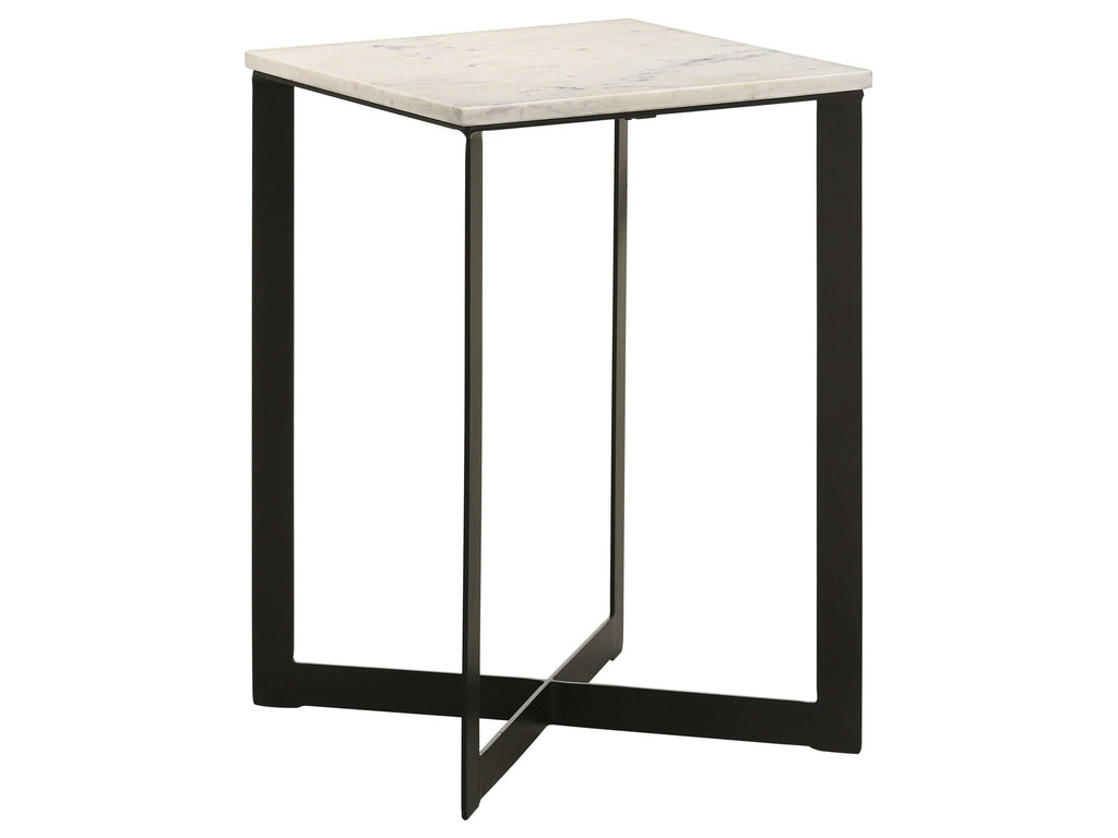 Tobin Square Marble Top End Table White and Black