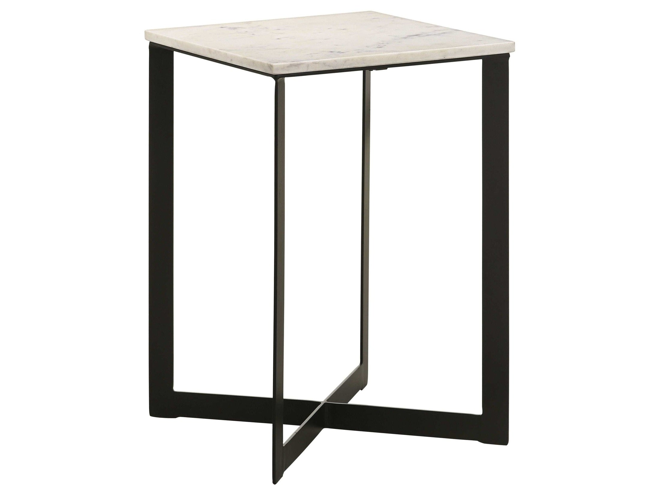 Tobin Square Marble Top End Table White and Black