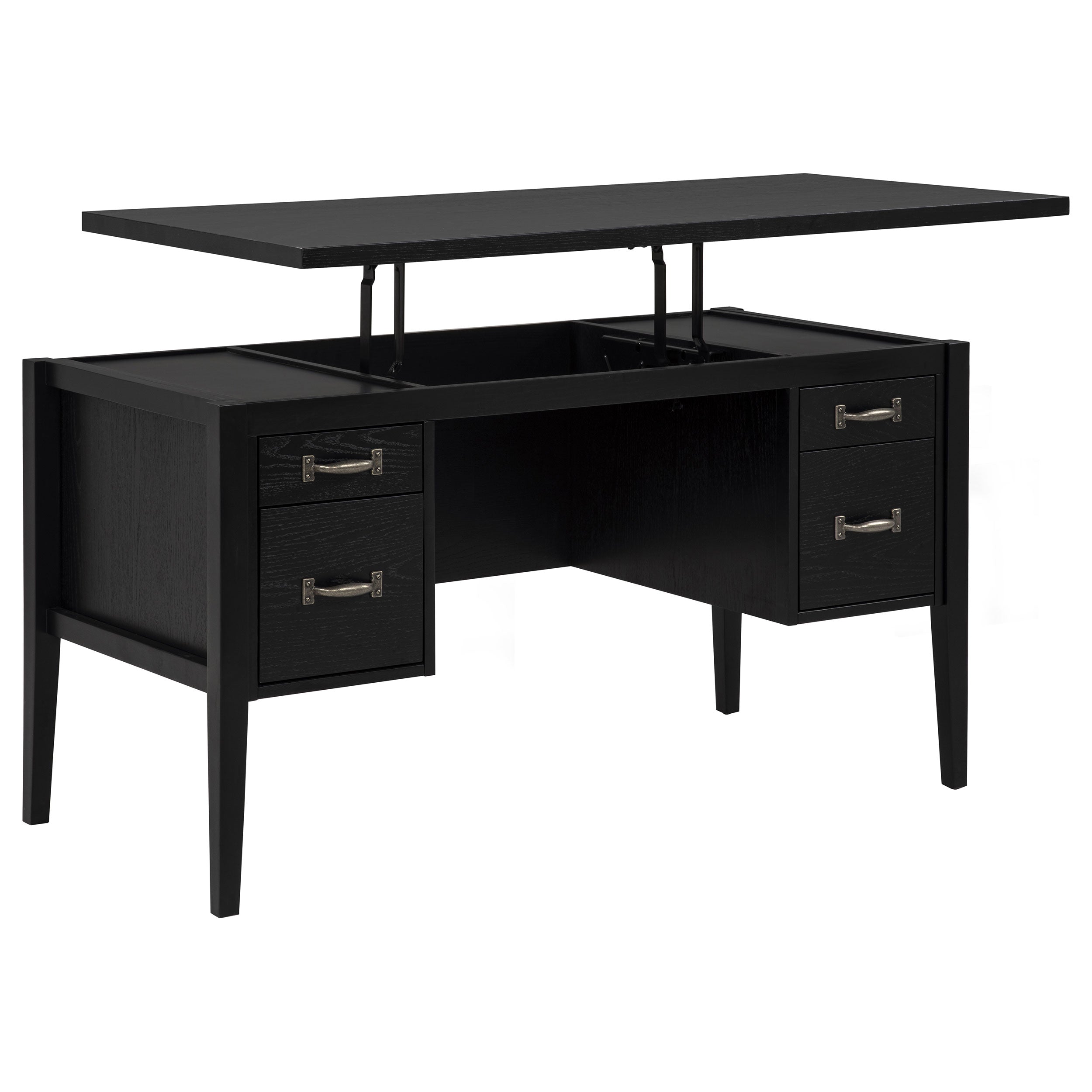 Graham 54-inch 4-drawer Double Pedestal Lift Top Computer Desk Black