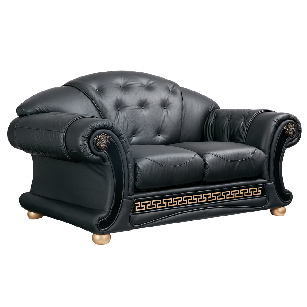 ESF Furniture - Apolo 3 Piece Living Room Set in Black - APOLO3BLACK-3SET