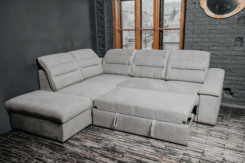 ESF Furniture - Oliver Sectional w/ Bed and Storage in Gray - OLIVERSECTIONALRIGHT