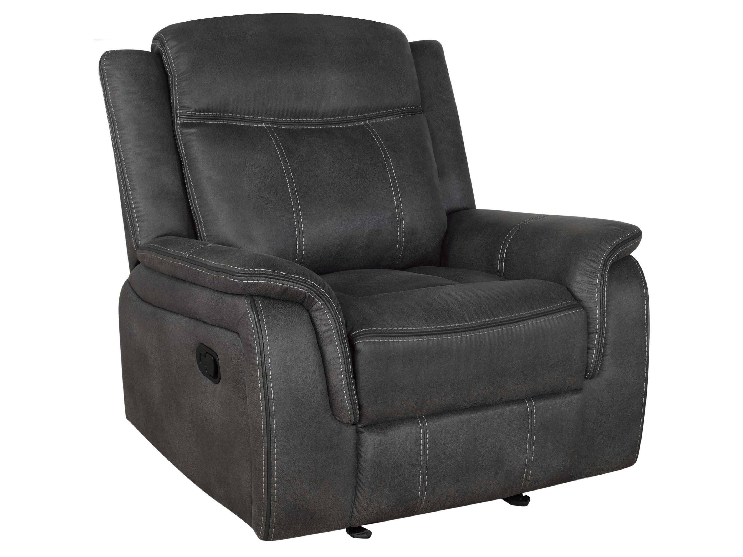 Lawrence Upholstered Padded Arm Glider Recliner Charcoal