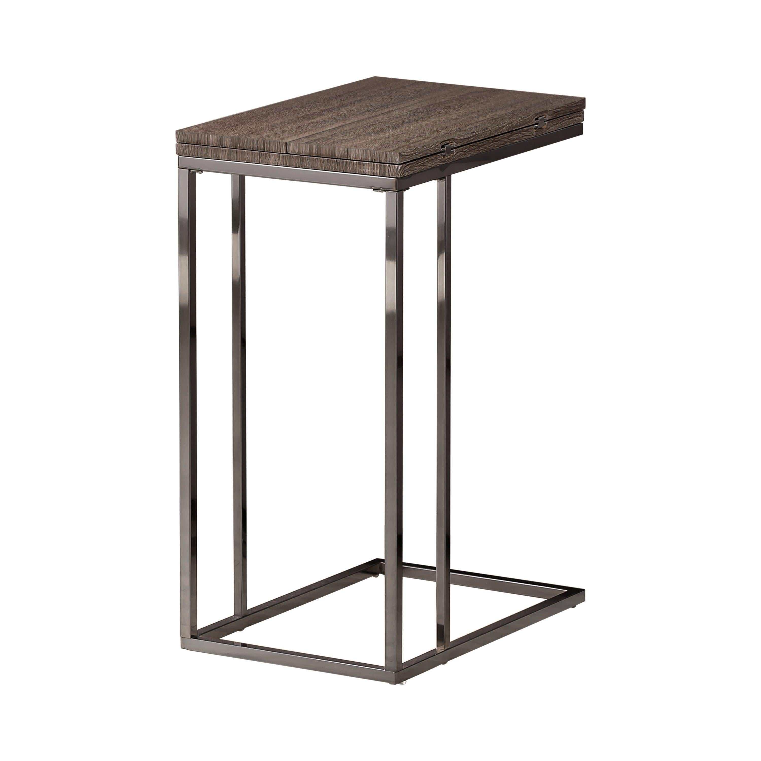 Pedro Expandable C-Shaped Sofa Side Table Weathered Grey