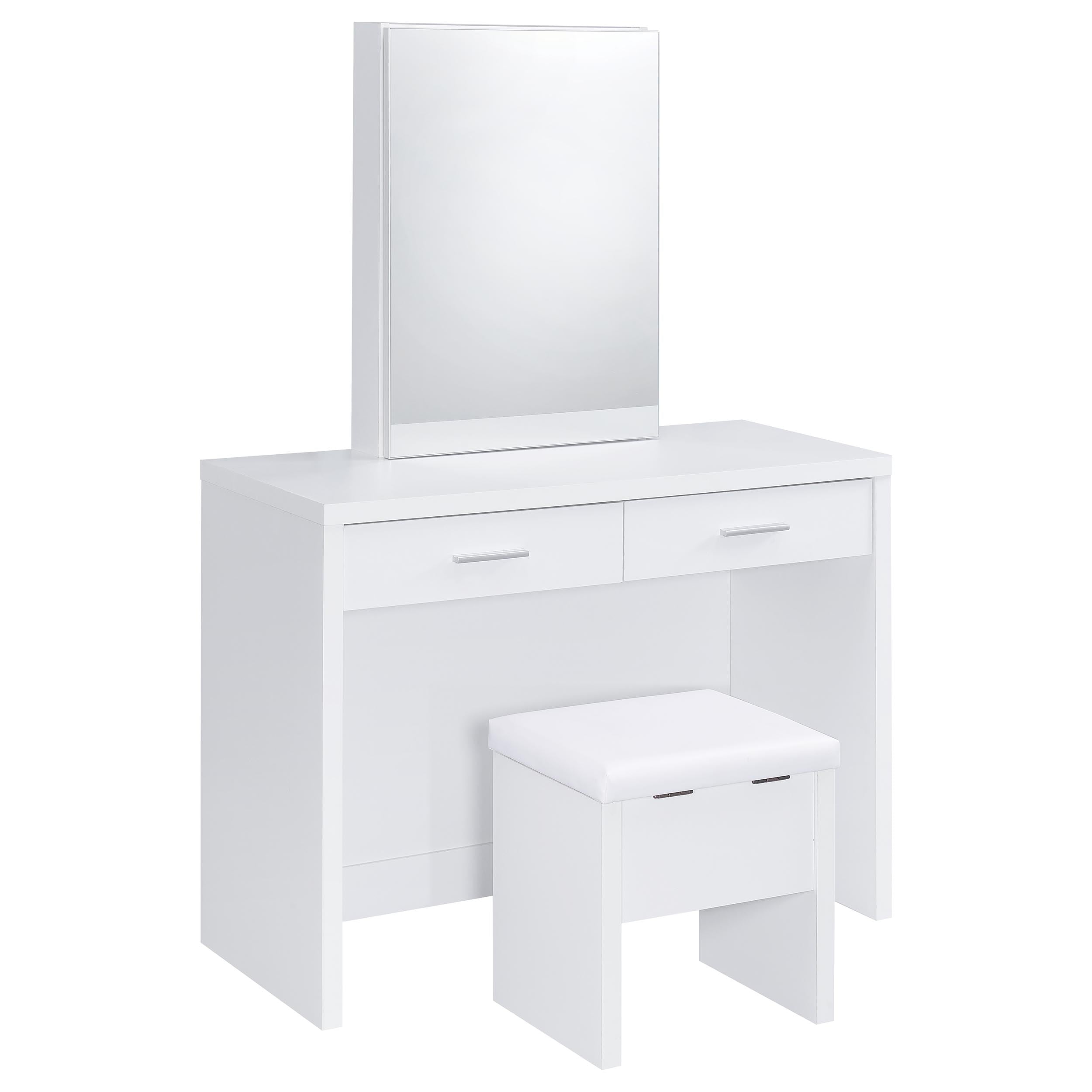 Souza 5-Drawer Makeup Vanity Table With LED Mirror White High Gloss