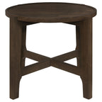 Cota Round Solid Wood Coffee Table Dark Brown
