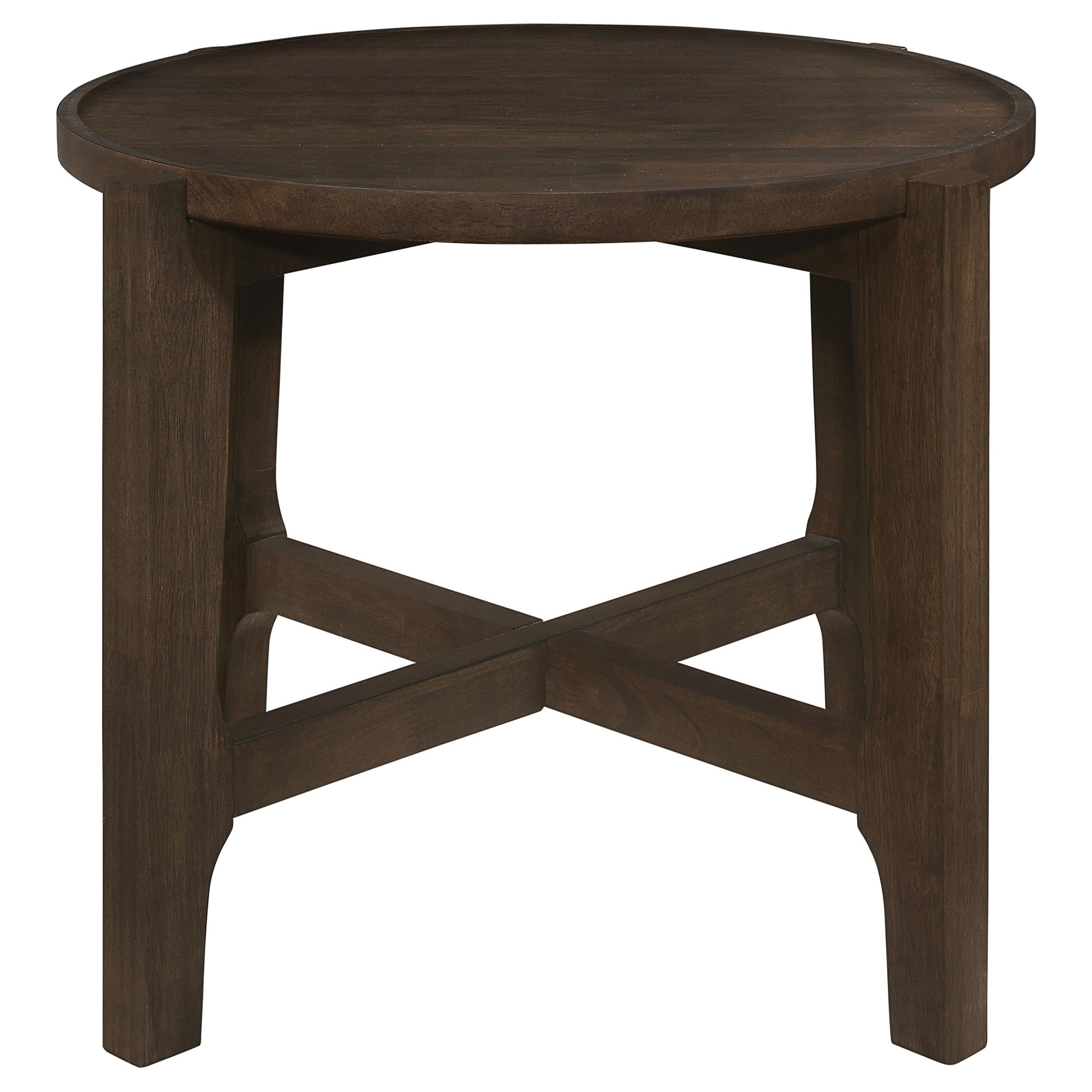 Cota Round Solid Wood Coffee Table Dark Brown