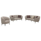 Ellorie Upholstered Channel Back Curved Chair Beige