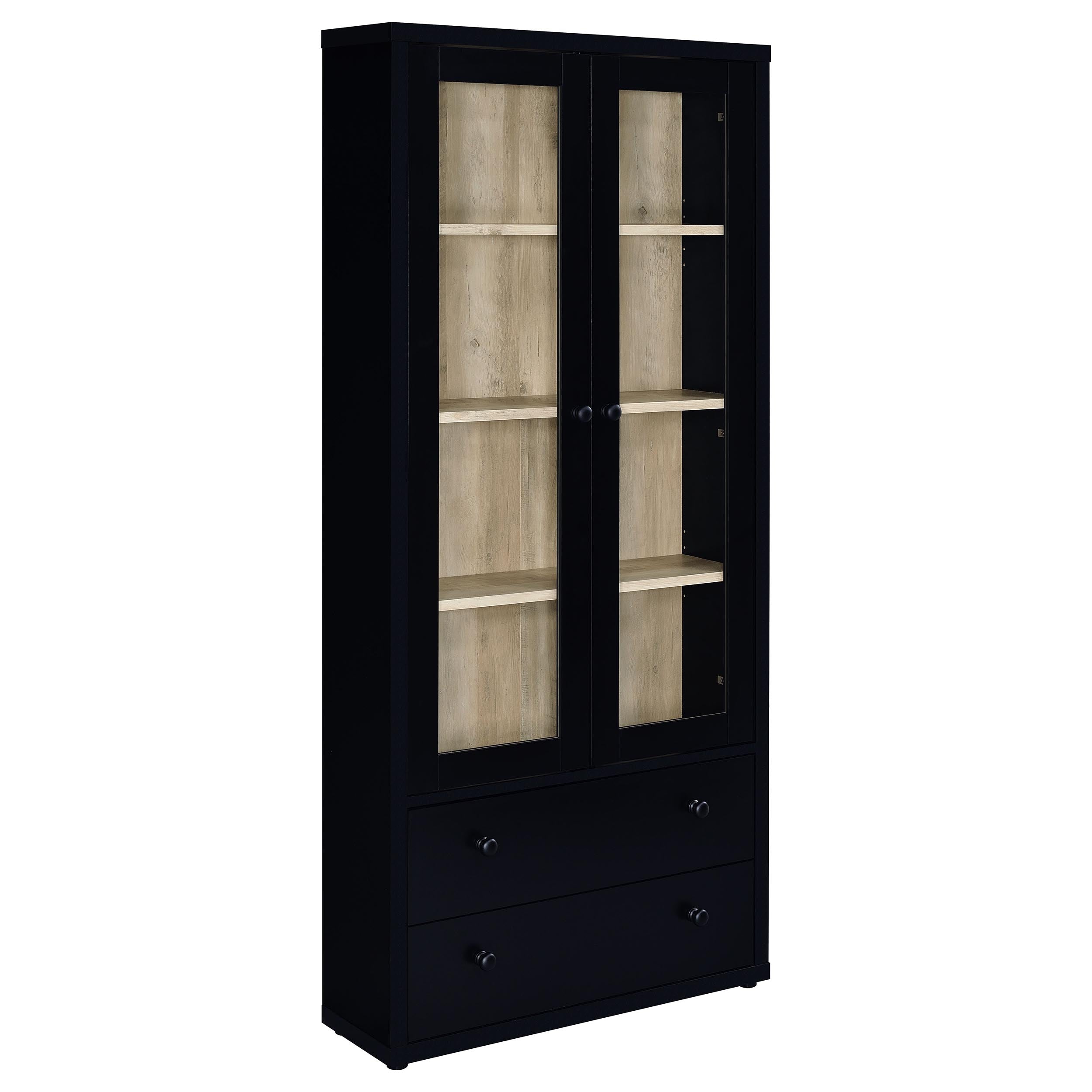 Hawthorne 4-shelf Glass Door Tall Cabinet with Drawers White