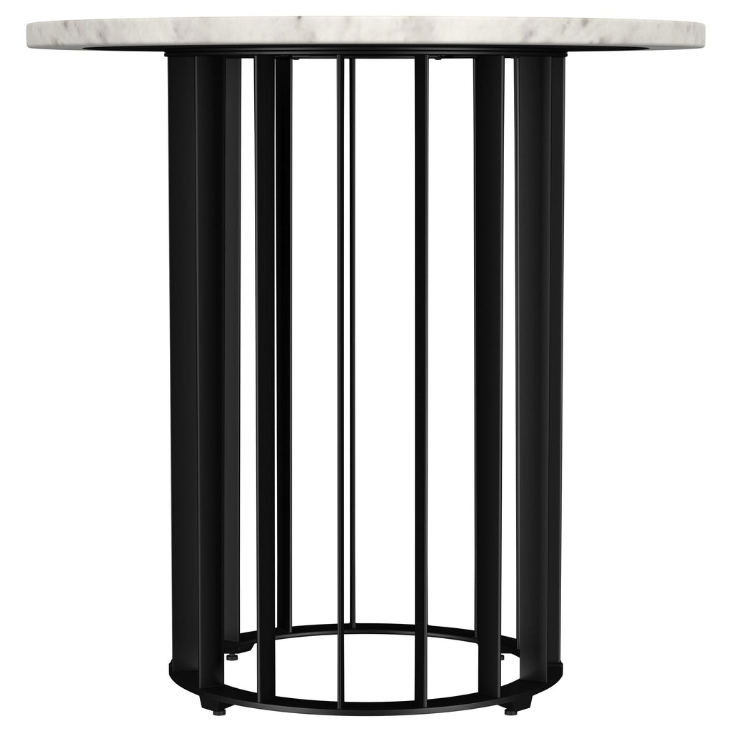 Haven Round Genuine White Marble Top Coffee Table Black