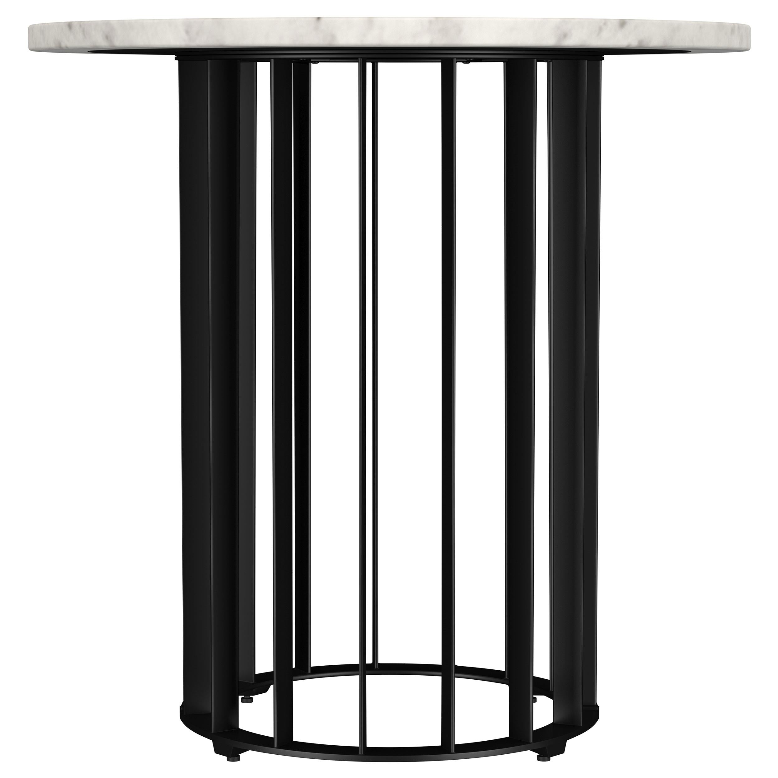 Haven Round Genuine White Marble Top Coffee Table Black