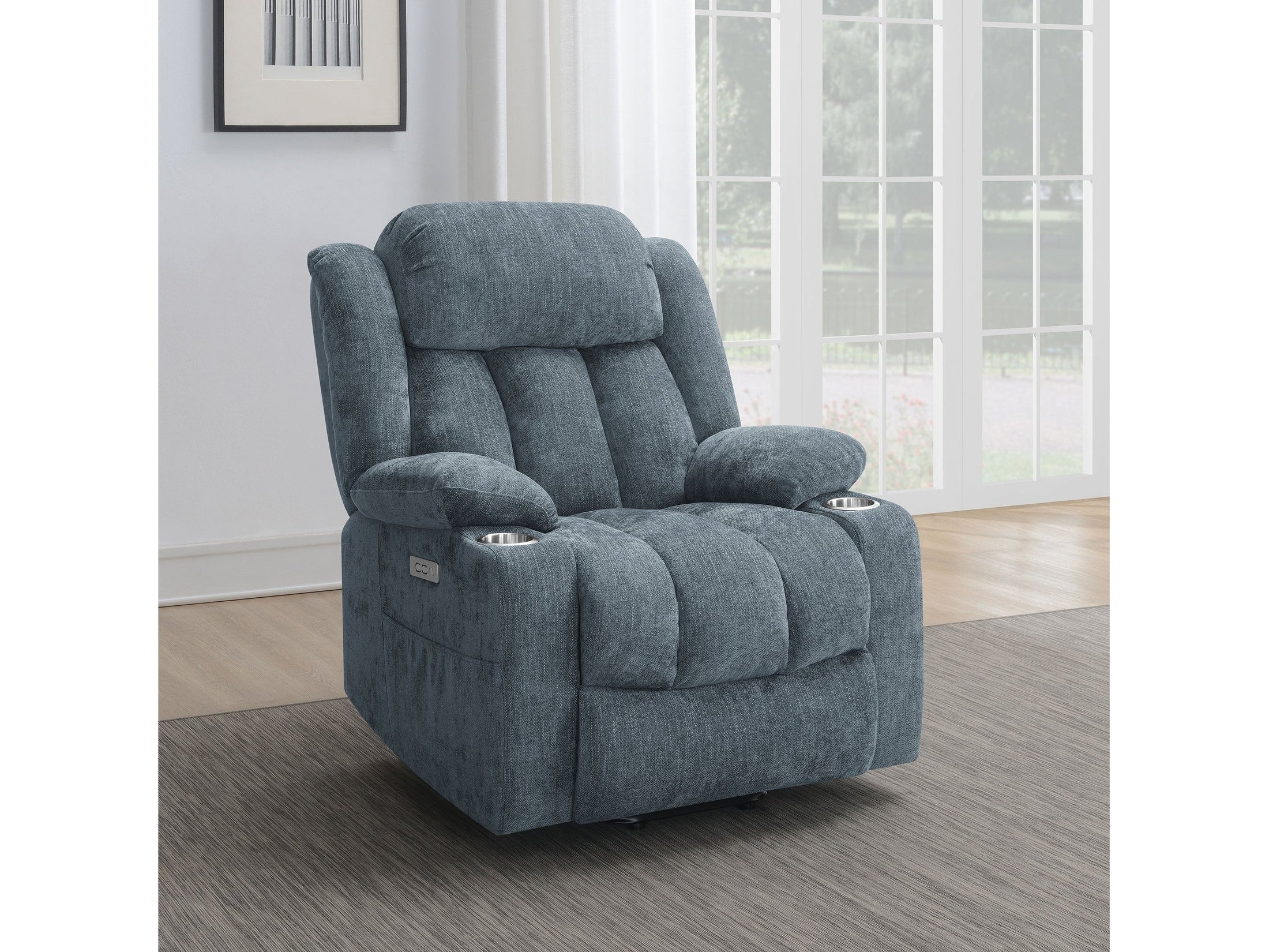 Houston Upholstered Power Lift Recliner Slate Blue