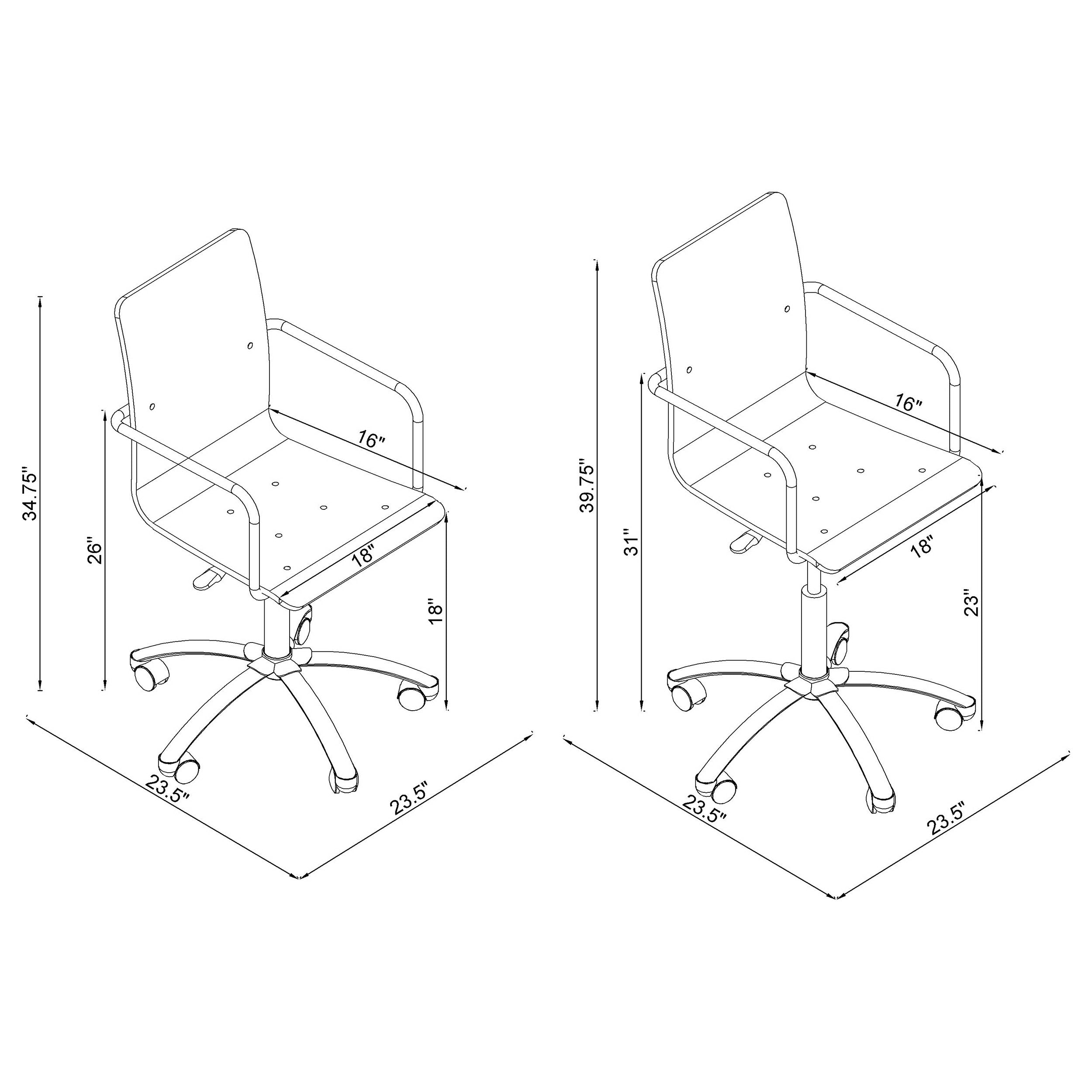 Amaturo Clear & Chrome Office Chair w/ Casters