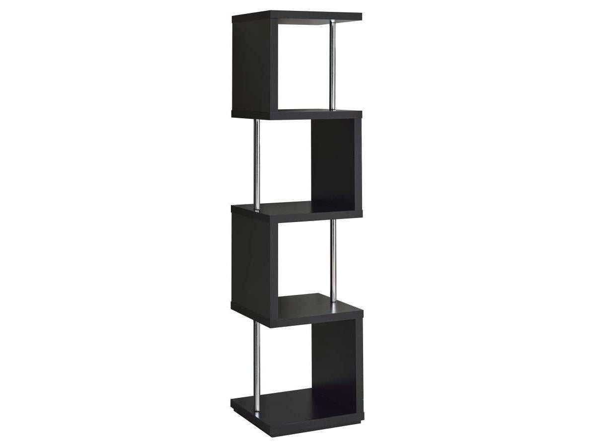 Baxter 67-inch 4-shelf Bookshelf White and Chrome