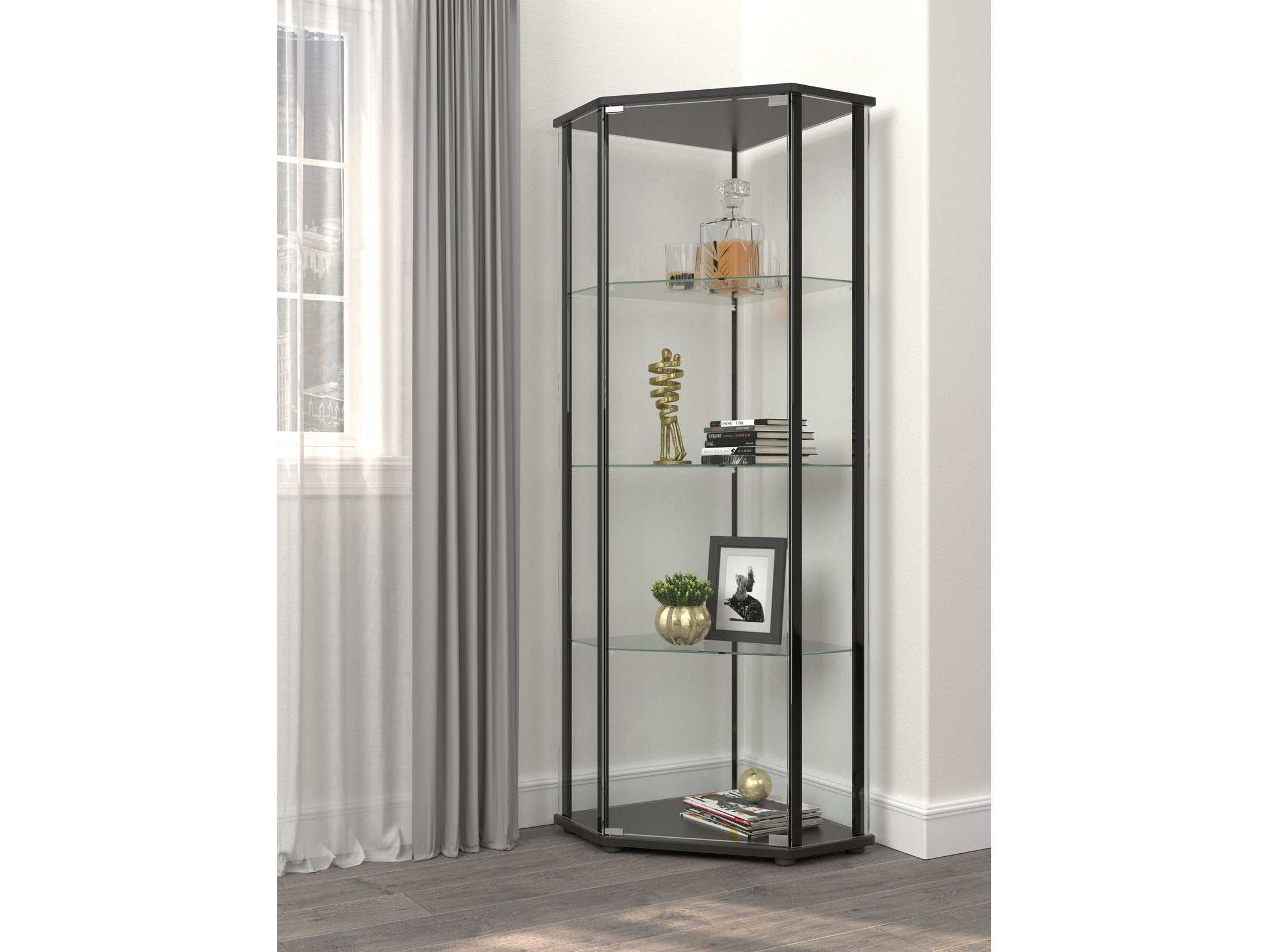 Zenobia 4-shelf Curio Cabinet Display Case Black