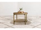 Arini Round End Side Table With Storage Shelf Sand Wash