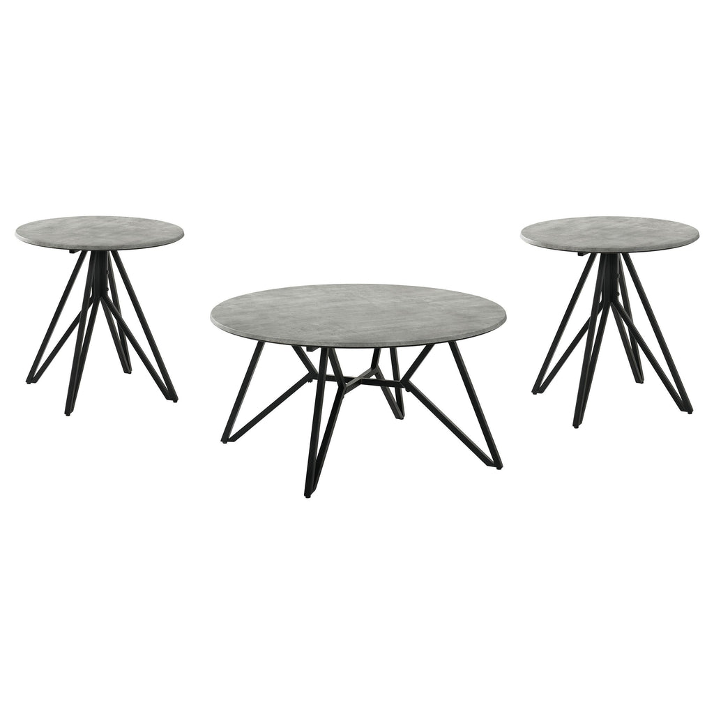 Hadi Round SmartTop Coffee Table Cement and Gunmetal