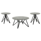 Hadi Round SmartTop Coffee Table Cement and Gunmetal