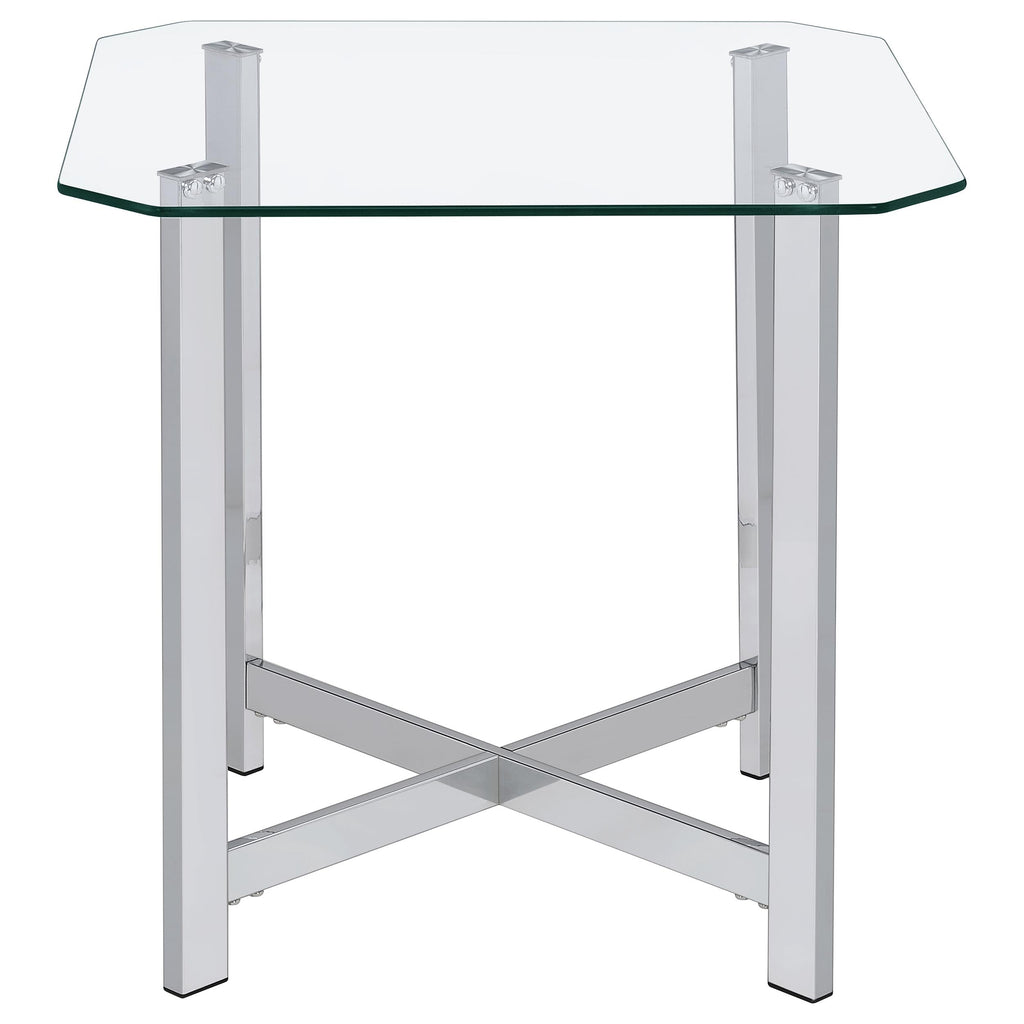 Cronin Rectangular Tempered Glass Top Cocktail Coffee Table Chrome