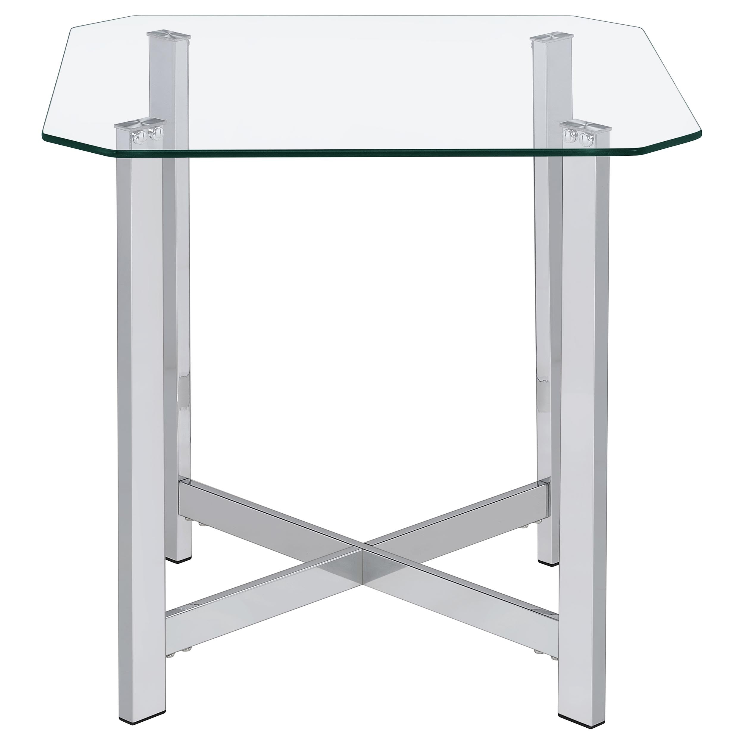 Cronin Rectangular Tempered Glass Top Cocktail Coffee Table Chrome
