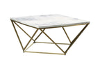 Meryl Square Faux Marble Top Coffee Table White and Gold