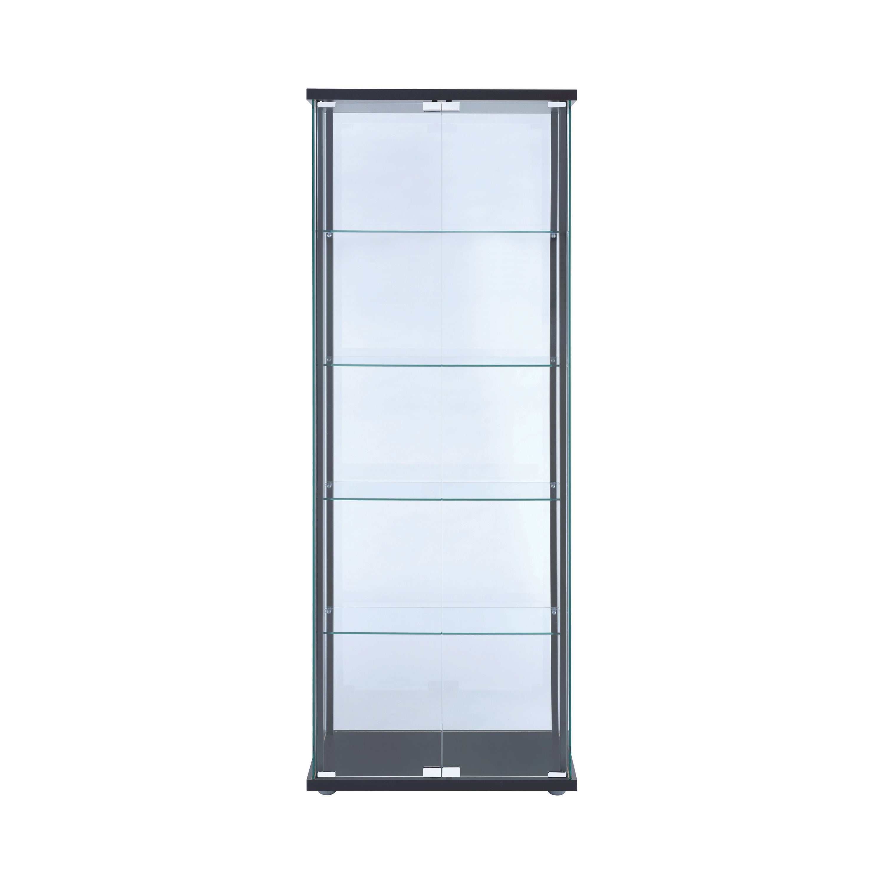 Delphinium 4-Shelf Clear Glass Curio Display Cabinet Black
