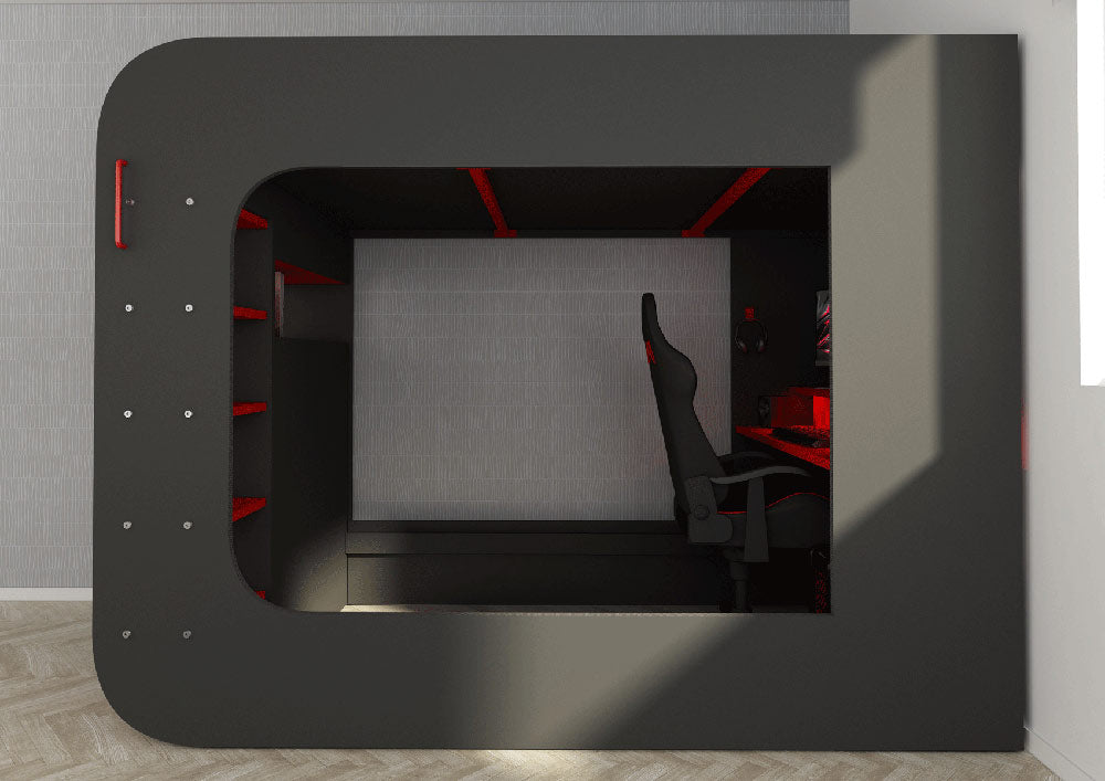 ESF Furniture - Gamer Bed 90x200 in Red & Black - GAMERBEDRED90x200