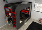ESF Furniture - Gamer Bed 90x200 in Red & Black - GAMERBEDRED90x200