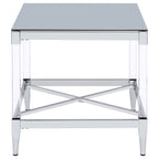 Lindley Square Tempered Mirror Acrylic Side End Table Chrome