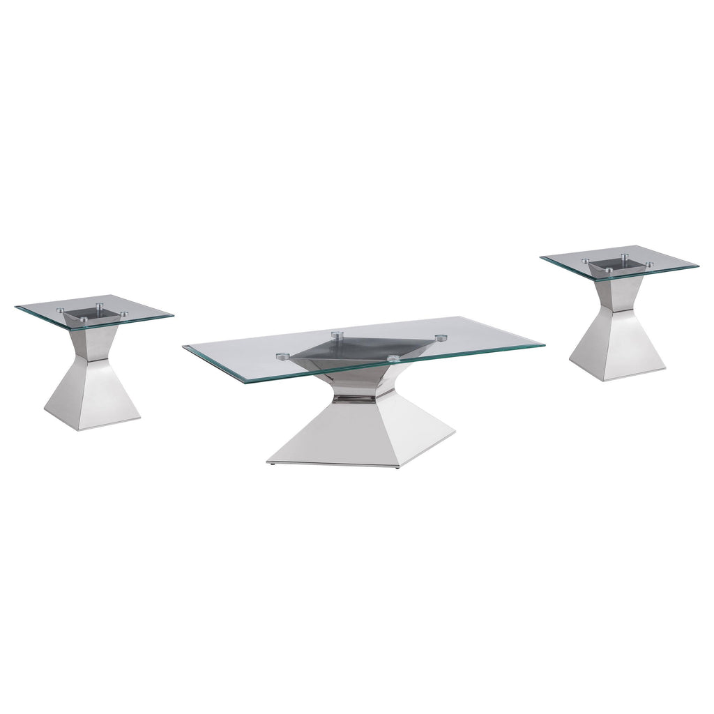 Jenny Glass Top Stainless Steel Coffee Table Chrome