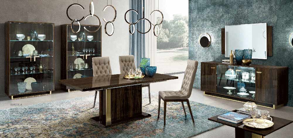 ESF Furniture - Volare 12 Piece Dining Room Set in Walnut - VOLARETABLE-12SET