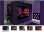 ESF Furniture - Gamer Bed 90x200 in Red & Black - GAMERBEDRED90x200